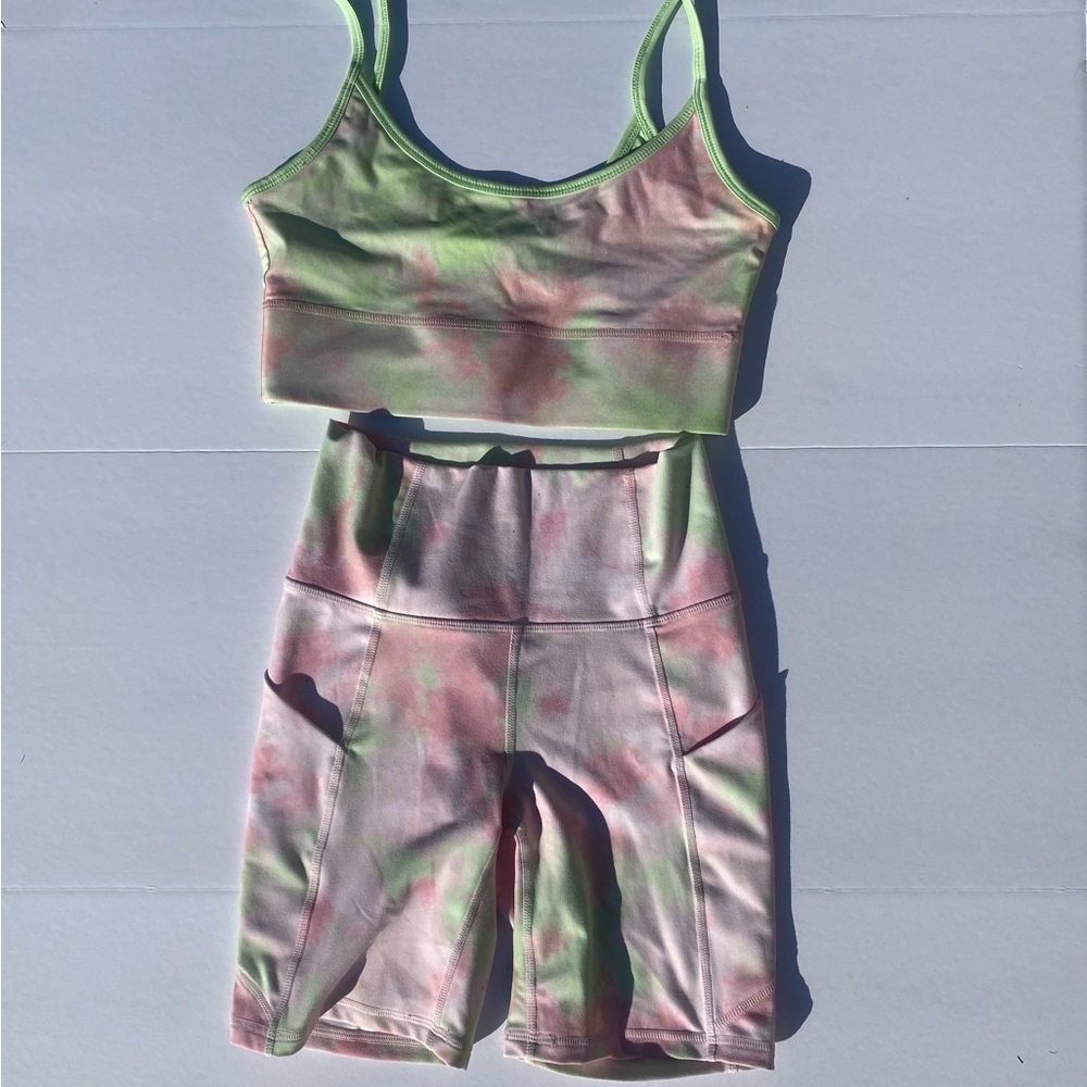 Tie-Dye Sports Bra and Shorts Set